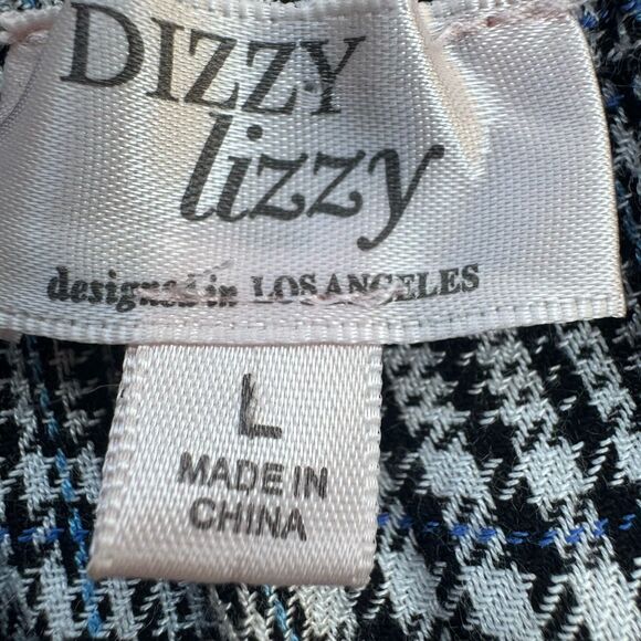 Dizzy Lizzy Summer  Long Sleeve Swing Houndstooth Plaid Dress Size Large - Picture 10 of 10